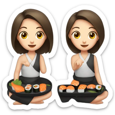 girl eat sushi sticker