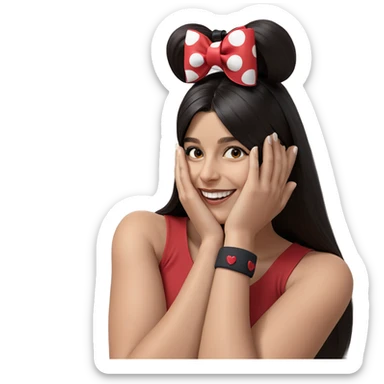 smiling girl with hair bow sticker