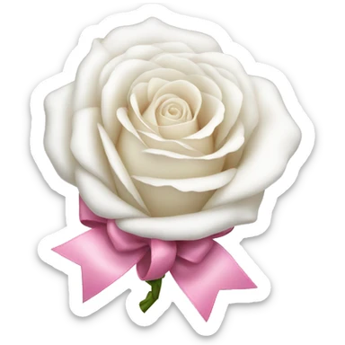 White rose with pink bow sticker