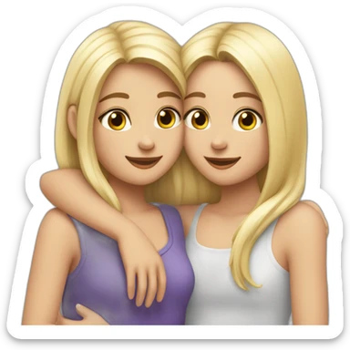 two girls, blonde and brunette hug each othertwo girls, blonde and brunette hug each other sticker
