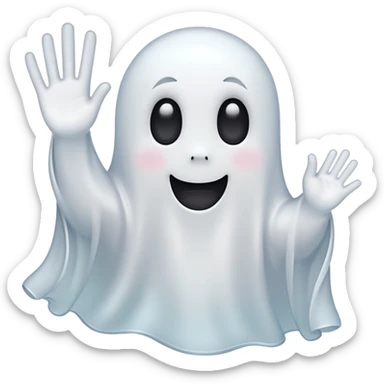 cute white ghost waving sticker
