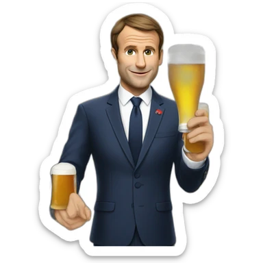 Macron qui boit une bière sticker