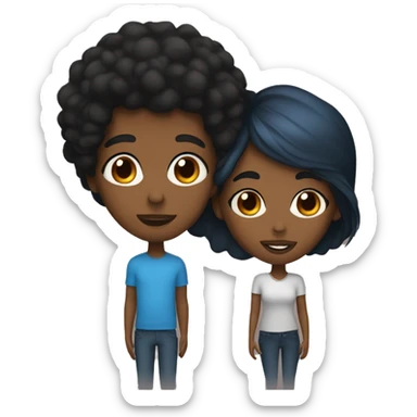 black woman with blue eyes kiss brown man with black hair and blue eyes sticker