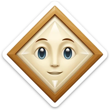 diamond shape carved from ivory. square tilted 45 degrees. head on view sticker