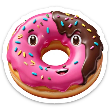 Pink Donut with a cute face drooling to express hunger  sticker