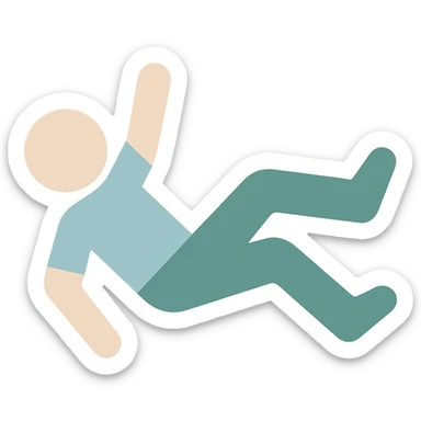 flat color icon showing a person or object falling sticker