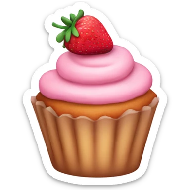 birthday pastel pink strawberry capcake  sticker
