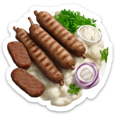 Bosnian national dish cevapi with kaymak sticker