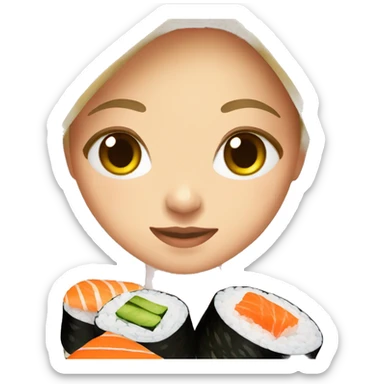 girl with sushi sticker