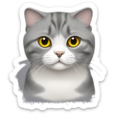 gray scottish fold cat with yellow eyes  sticker