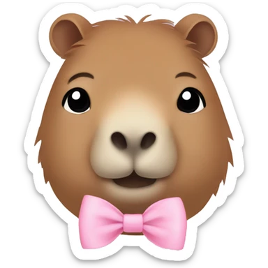 capybara with light pink bow sticker
