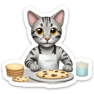 grey bengal cat baking cookies sticker