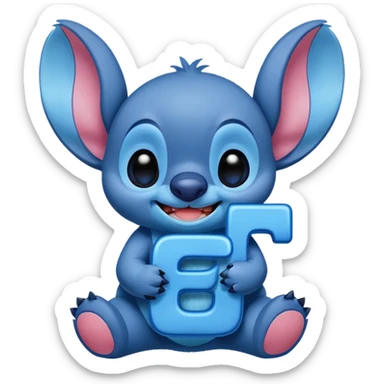Stitch with the alphabet f sticker