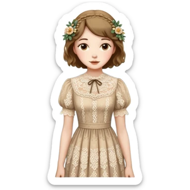 Cottagecore style realistic highly detailed with vintage material dress sticker