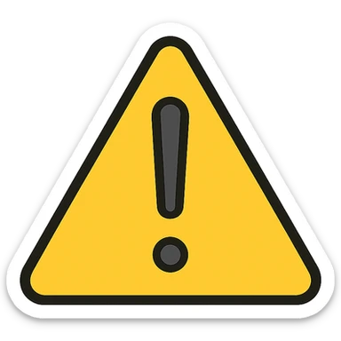 warning icon with exclamation mark inside a bold and clear triangle, color outline style sticker