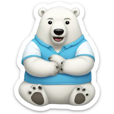 Polar bear wearing a shirt that says fat babies club sticker