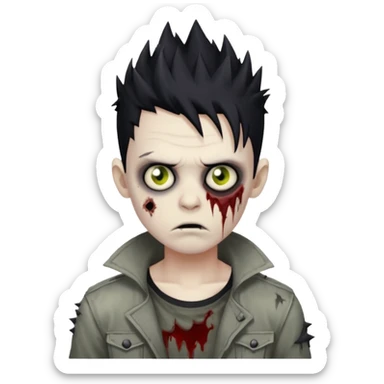 zombie boy with spikey hair black color and make him handsome zombie sticker