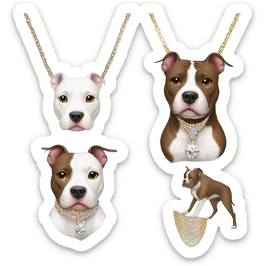 pitbull with bling necklace and earrings sticker
