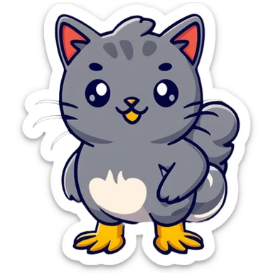 Wet cat and a chicken sticker