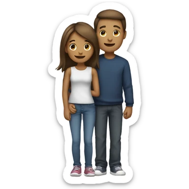 Couple hugging each other boy is taller than girl sticker