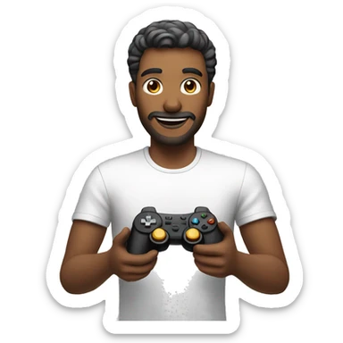 a man playing with a gaming gamepad sticker