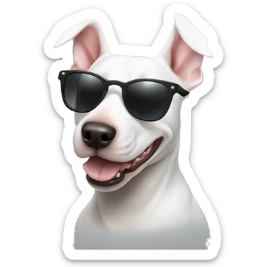 White Bull terrier with sunglasses  sticker