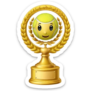 Tennis ball with trophy sticker