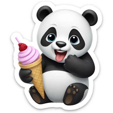 Panda eating ice cream sticker