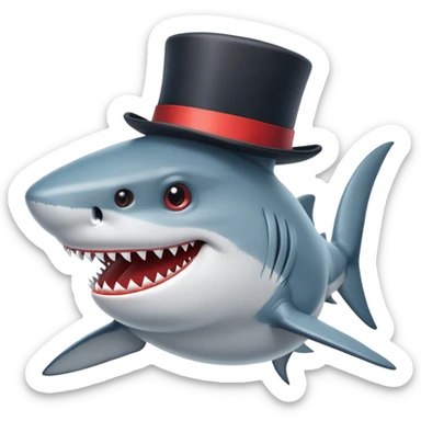 Shark with a top hat sticker