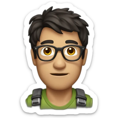 Dark-haired, bespectacled rock-climbing man sticker
