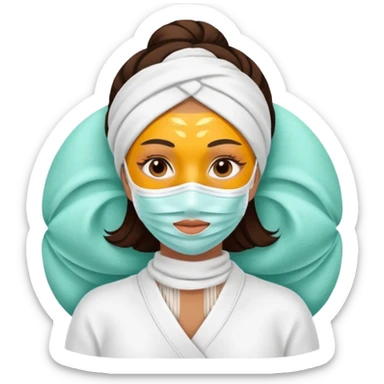 Lady with face mask spa beauty full face relaxing sticker