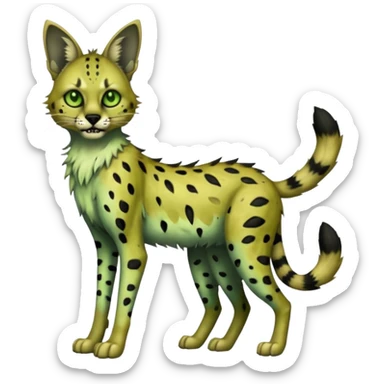 Dark-deep-greyish-Greenish Zombie-serval, full body sticker
