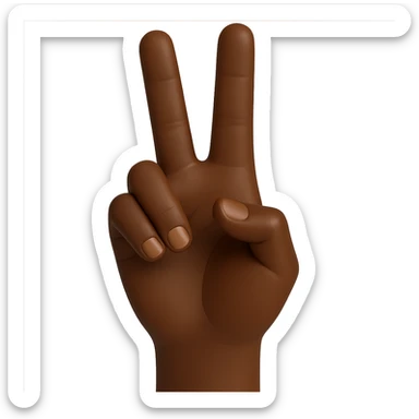 Change the hand color to a dark brown skin tone, keep the back of the hand visible, only ring and index fingers raised, middle finger bent, no background, style consistent with the original image. sticker