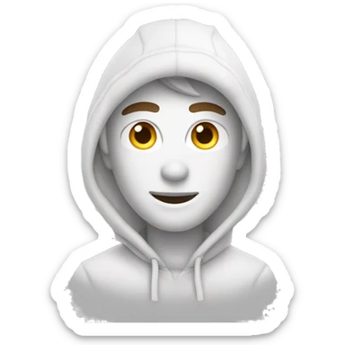 A dude wearing white hoodie make the hoodie hat more pointy sticker