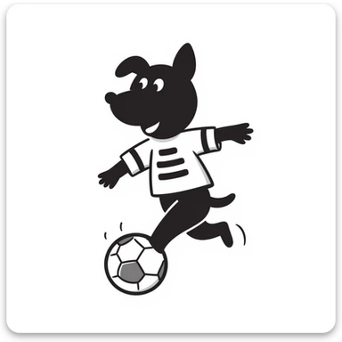 a dog playing soccer, hand drawn doodle style sticker