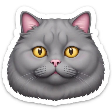 Obese gray cat with gold eyes sticker