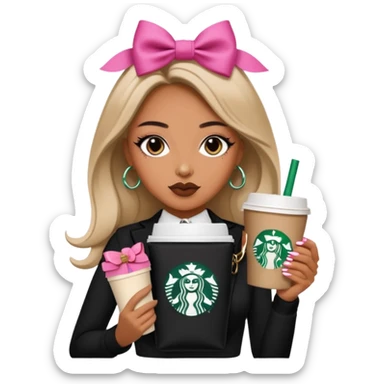 Aesthetic and BADDIE with bows and some starbucks coffee and dior bag sticker