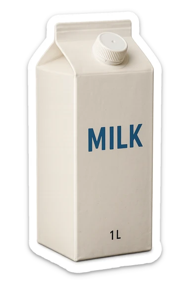 scatola di latte realistica, iperrealistico 4k sticker