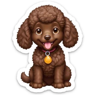 Cinematic Cute Yawning Chocolate Poodle Portrait Emoji, Head tilted slightly with a dramatic, wide-open yawn, displaying a soft, curly chocolate Fur with a refined texture, floppy ears slightly drooping, round brown eyes barely open in drowsy contentment, Simplified yet irresistibly adorable features, highly detailed, glowing with a soft, cozy glow, high shine, relaxed yet expressive, stylized with a touch of whimsy, bright and endearing, soft glowing outline, capturing the essence of a sleepy yet affectionate companion, so drowsy it feels like it could stretch right out of the screen and curl up for a nap! sticker