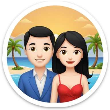 A white woman and man on their honeymoon (black hair) sticker