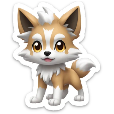 Kawaii Cool Chibi Poochyena-Rocruff-Lycanroc-Pokémon Full Body sticker