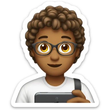 A student working with an iphone in class sticker