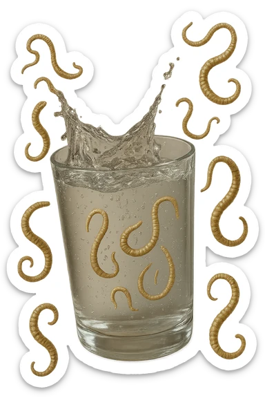 parassiti tipo la tenia fluttuano in aria insieme a questo bicchiere, iperrealistico 4k sticker