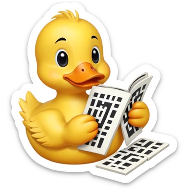 Yellow duck doing crossword sticker