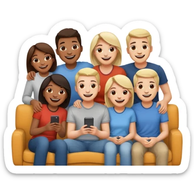 group of friends on couch having a blast sticker