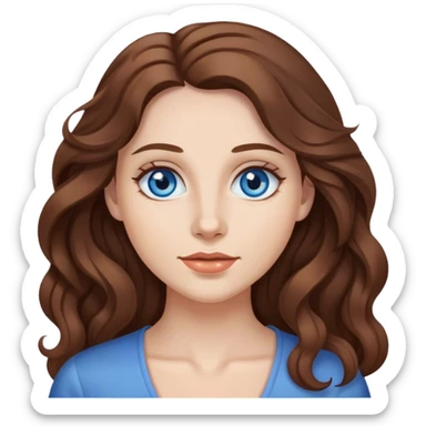 woman with blue eyes and long wavy brown hair sticker