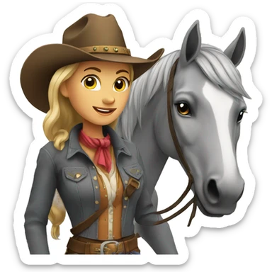 Cowgirl With grey horse sticker