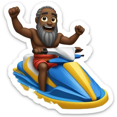 Moses on a jet ski in the middle of the parted Red Sea sticker