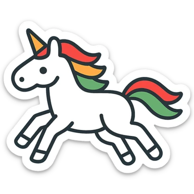 Change the background to pale blue behind the running unicorn icon, keeping the rest of the design unchanged, logo style. sticker