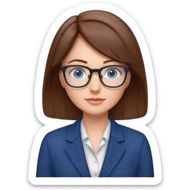 brown hair blue eyes glasses teacher female sticker